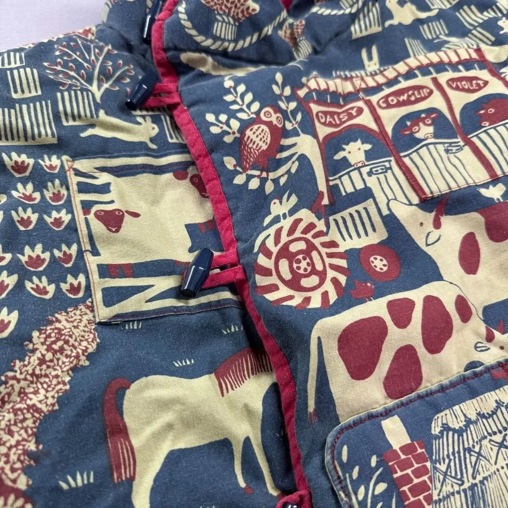 Asian Jacket Kids S/M Cows Horses Quilted Imperial Tang Chinese‎ Toggle Button